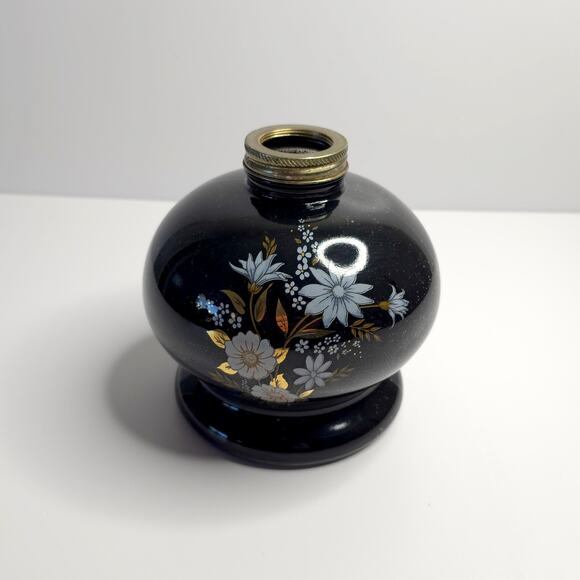 Vintage Lamplight Farms Oil Lamp Black With Floral Pattern Incomplete - Picture 1 of 8